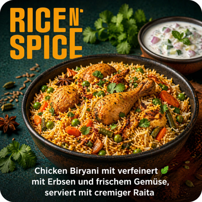 155 Biryani (mit Fleisch nach Wahl)